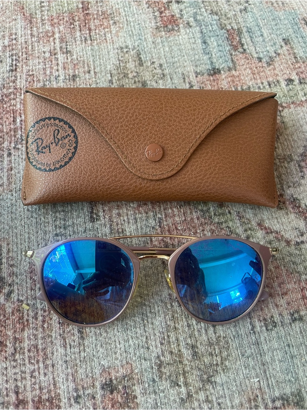 Ray-Ban Women’s Blue Mirrored Lenses with Brown Frame